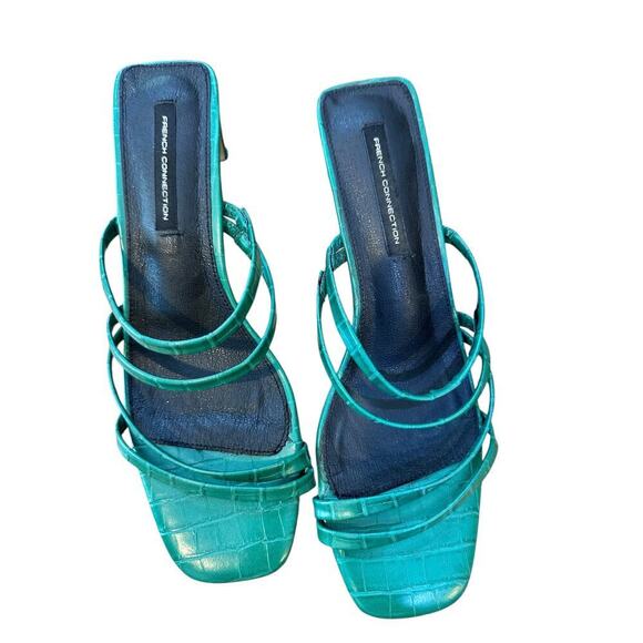French Connection Women's Green Snake Parker Strappy Low Heel Sandals Size 8.5 - Picture 4 of 9